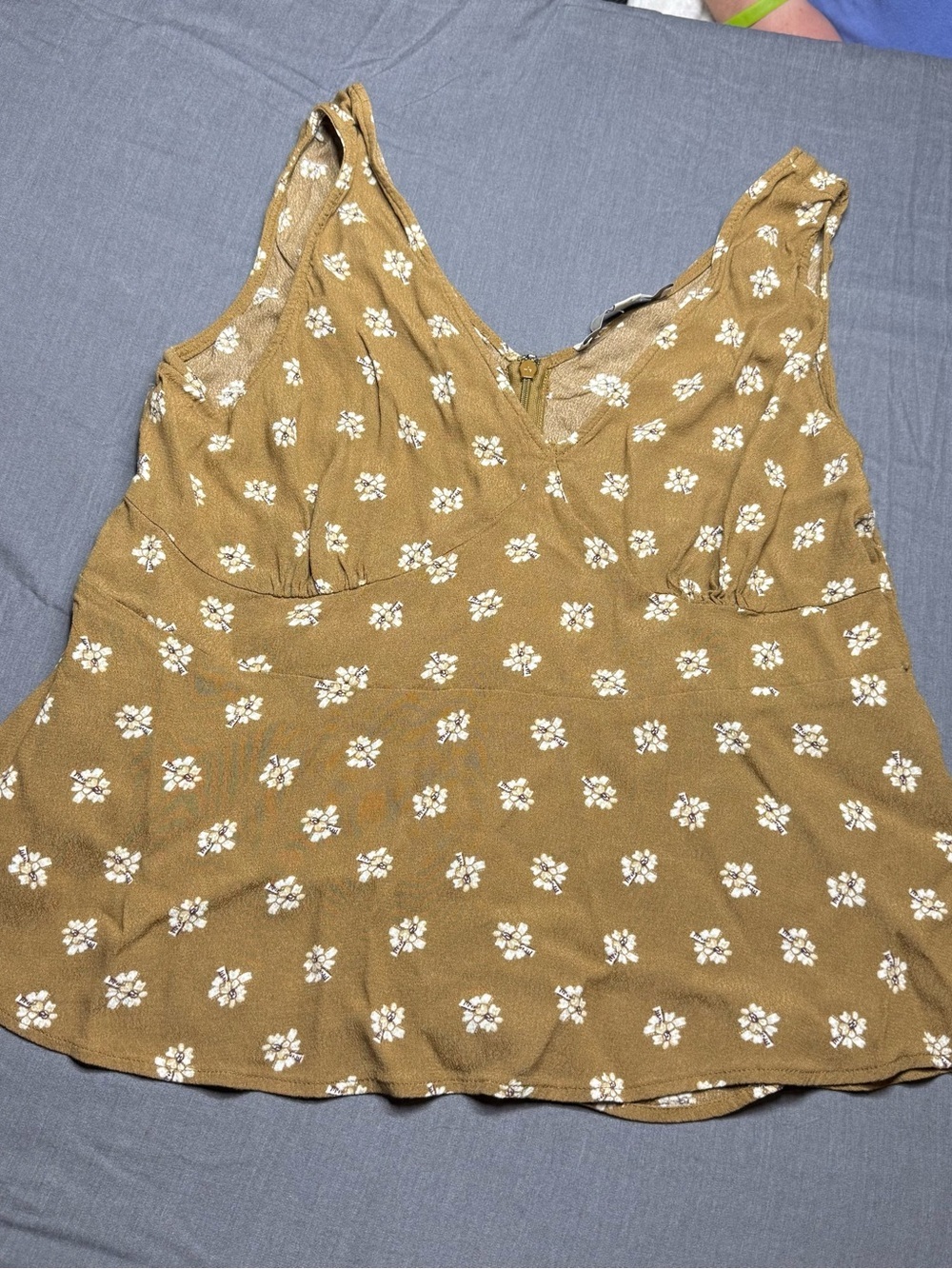 LOFT Mustard Floral V-Neck Camisole